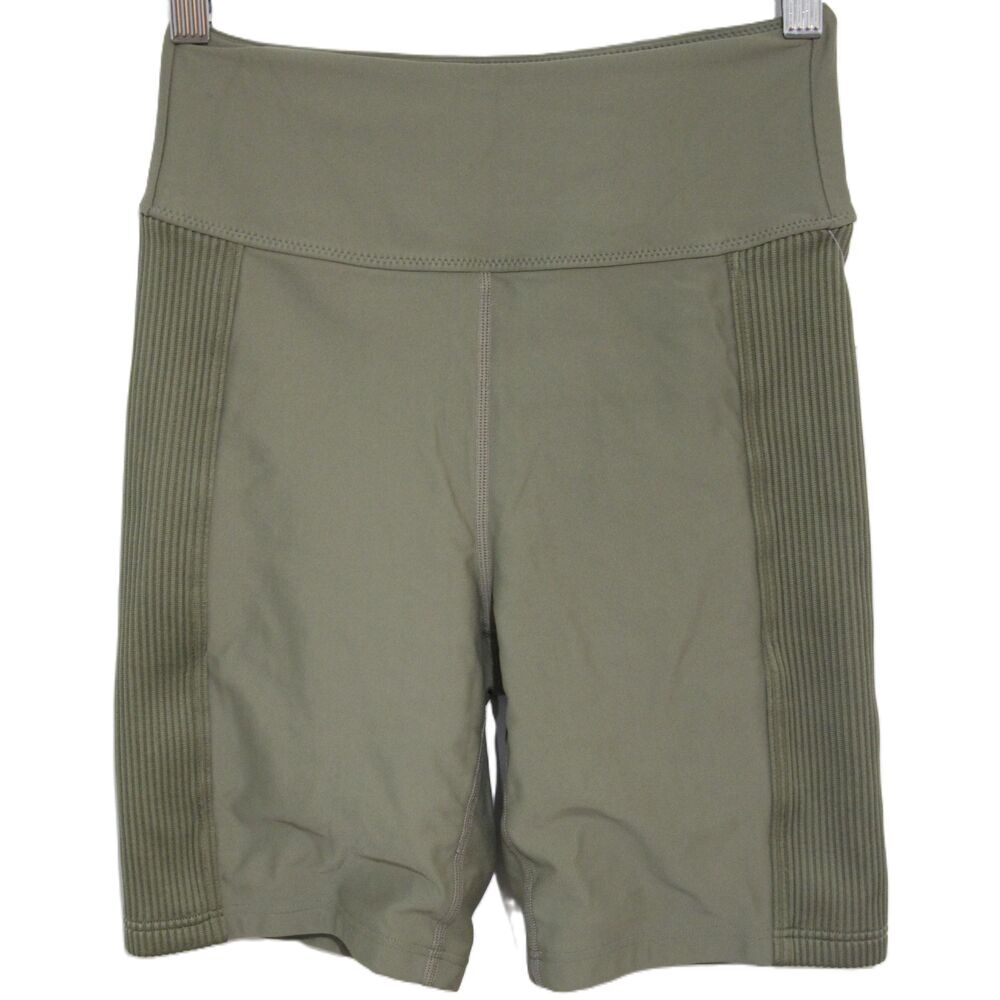 Womens Abercrombie & Fitch Green Ribbed Contour Athletic Bike Shorts Size Small
